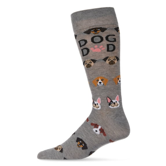 MeMoi Men's Best Dog Dad Bamboo Blend Novelty Crew Sock - Mens - Male, 10-13, Med Gray Heather