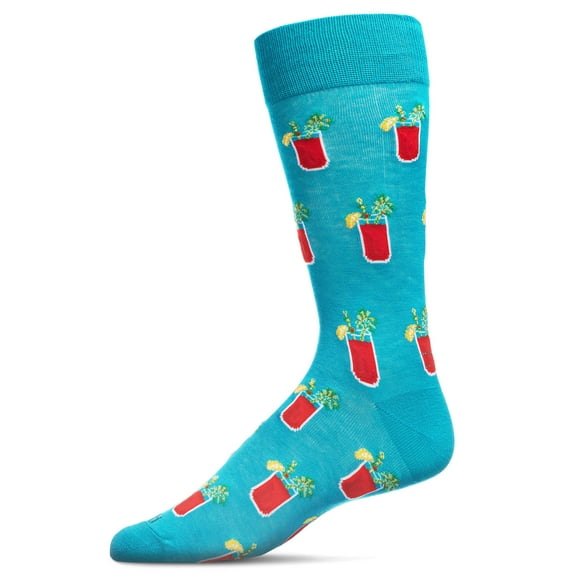MeMoi Men's Bloody Mary's Bamboo Blend Novelty Crew Sock - Mens - Male, 10-13, Capri Breeze