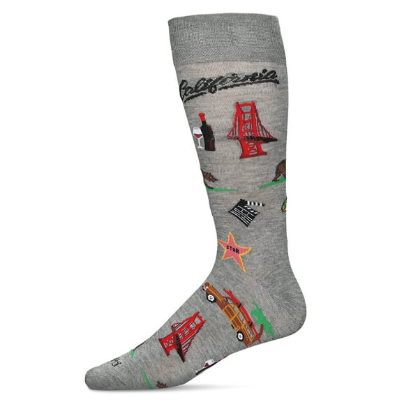 MeMoi Men's California Cool Bamboo Blend Novelty Crew Sock - Mens - Male, 10-13, Med Gray Heather