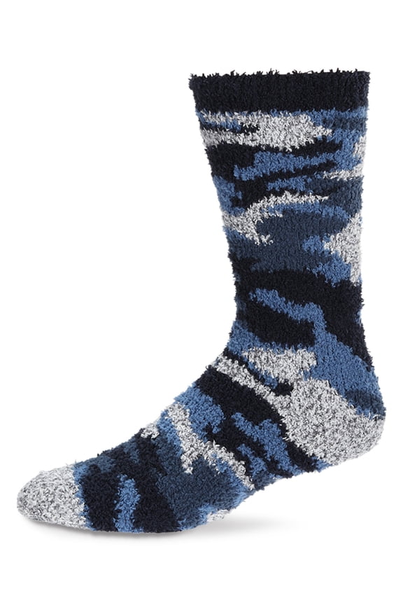 Men's Camo Fuzzy Warm Cozy Crew Socks - Mens - Male, 10-13, Navy