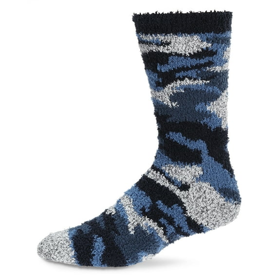 MeMoi Men's Camo Fuzzy Warm Cozy Crew Socks - Mens - Male, 10-13, Navy