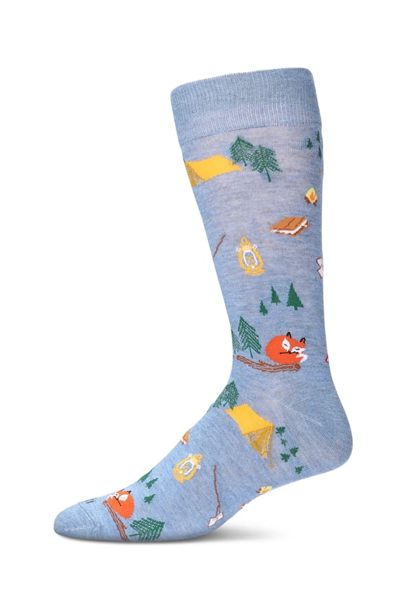 Men's Camping Trip Bamboo Crew Socks - Mens - Male, 10-13, Denim Heather
