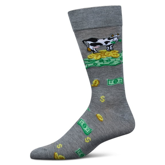 MeMoi Men's Cash Cow Rayon From Bamboo Crew Socks - Mens - Male, 10-13, Med Gray Heather