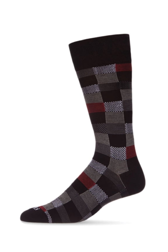Men's Checkerboard Plaid Bamboo Dress Crew Socks - Mens - Male, 10-13, Black