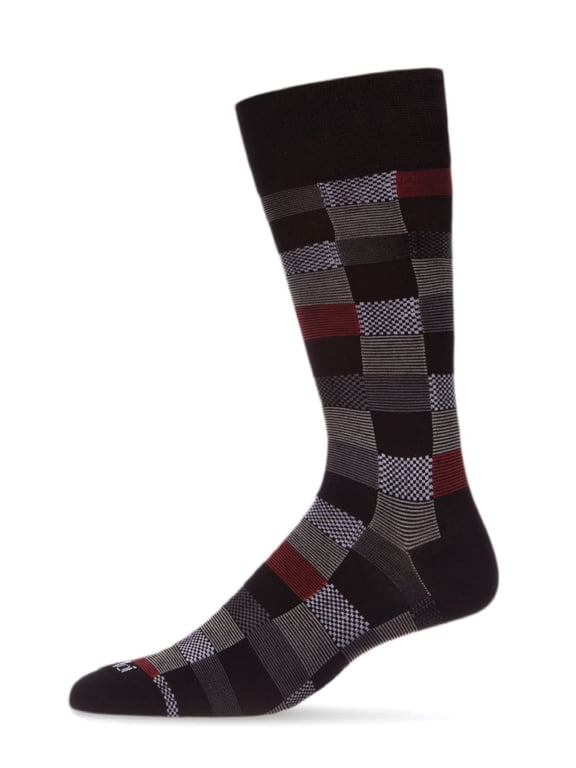 Men's Checkerboard Plaid Bamboo Dress Crew Socks - Mens - Male, 10-13, Black