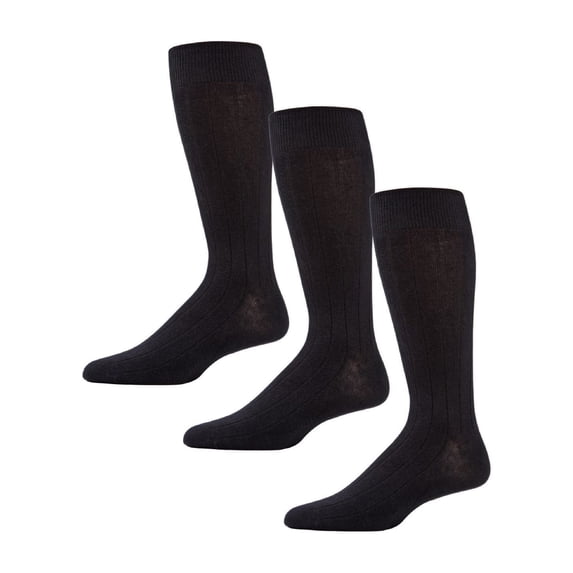 MeMoi Men's Classic Wide Ribbed Crew Socks 3-Pack - Mens - Male, 9-11, Black