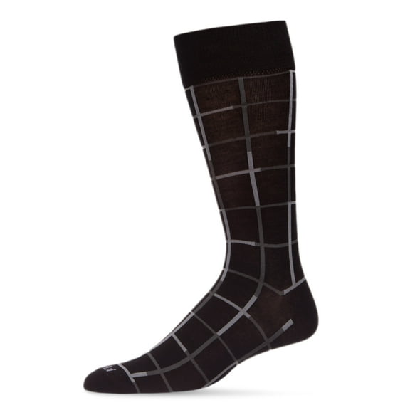 MeMoi Men's Classic Windowpane Bamboo Dress Crew Socks - Mens - Male, 10-13, Black