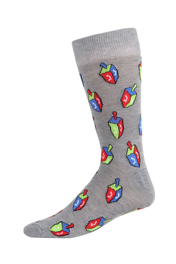 Men's Colorful Hanukkah Dreidel Novelty Crew Socks - Mens - Male, 10-13, Black