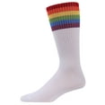 thumbnail image 1 of MeMoi Men's Colorful Rainbow Striped Cuff Rugby Crew Sock - Mens - Male, 10-13, White, 1 of 1