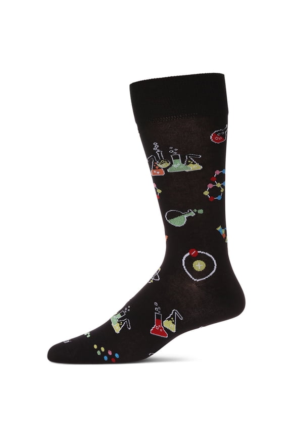 Men's Cool Science Geek Bamboo Blend Novelty Crew Sock - Mens - Male, 10-13, Black