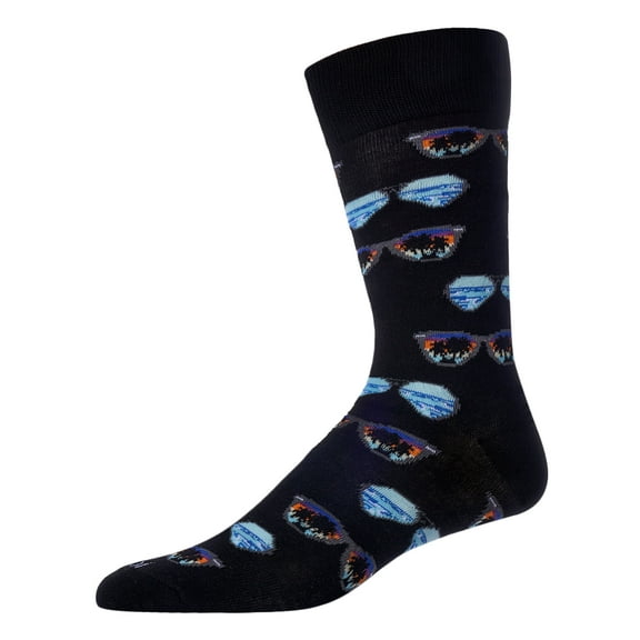 MeMoi Men's Cool Sunglasses Bamboo Blend Novelty Crew Sock - Mens - Male, 10-13, Black