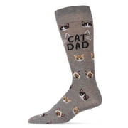 MEMOI Men's "Cat Dad" Rayon from Bamboo Blend Novelty Crew Sock - Mens - Male, 10-13, Med Gray Heather