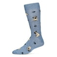 thumbnail image 1 of MeMoi Men's Embroidered Pugs Bamboo Crew Socks - Mens - Male, 10-13, Denim Heather, 1 of 3