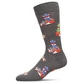 thumbnail image 1 of MeMoi Men's Festive Foxes with Boxes Holiday Novelty Crew Socks - Mens - Male, 10-13, Dark Gray Heather, 1 of 3
