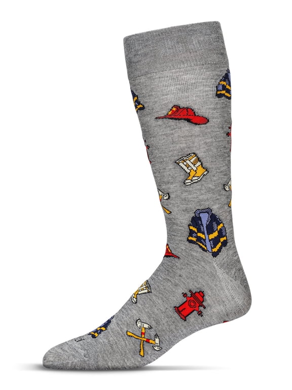 Men's Firefighter Bamboo Crew Socks - Mens - Male, 10-13, Med Gray Heather
