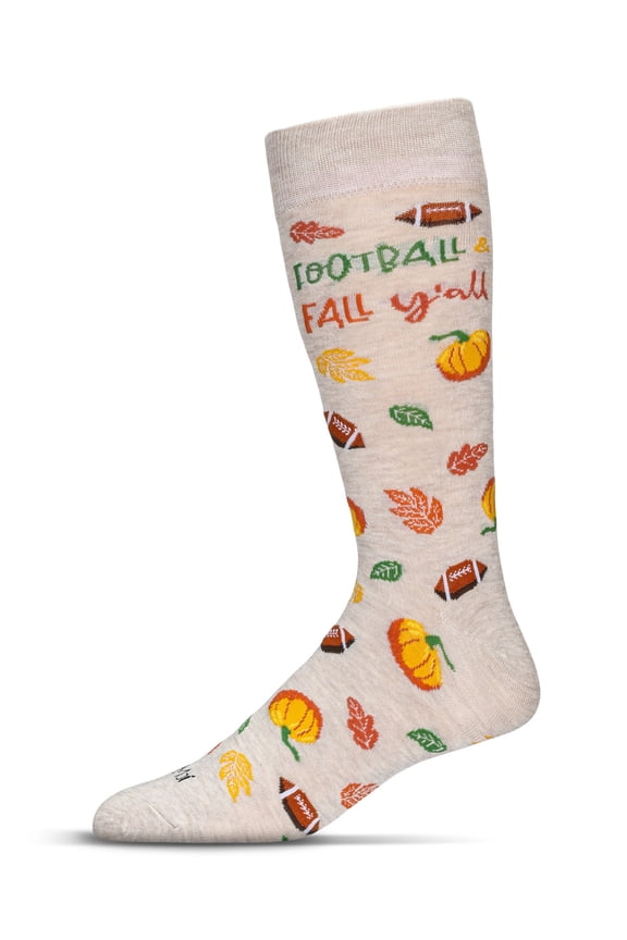 Men's Football & Fall Bamboo Crew Socks - Mens - Male, 10-13, Oatmeal Heather