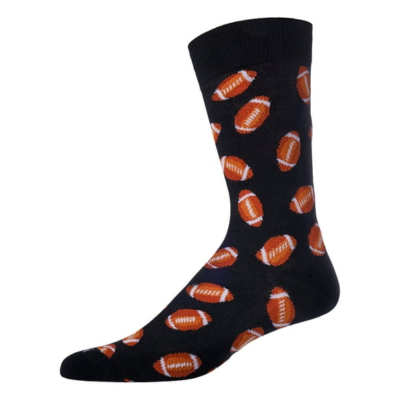 MeMoi Men's "Football Fan" Rayon from Bamboo Blend Novelty Crew Sock - Mens - Male, 10-13, Black