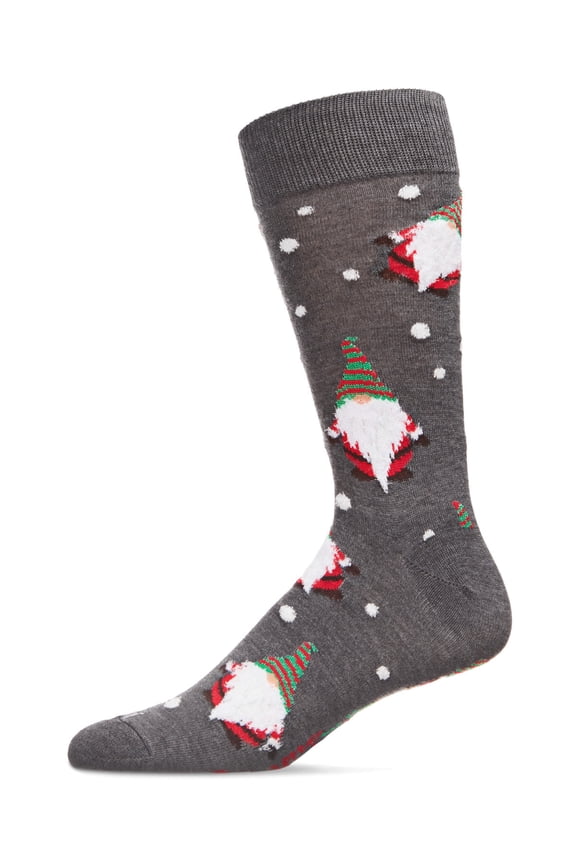 Men's "Gnome For The Holidays" Christmas Novelty Crew Sock - Mens - Male, 10-13, Dark Gray Heather