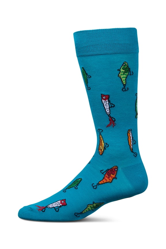 Men's Gone Fishin' Rayon From Bamboo Crew Socks - Mens - Male, 10-13, Capri Breeze