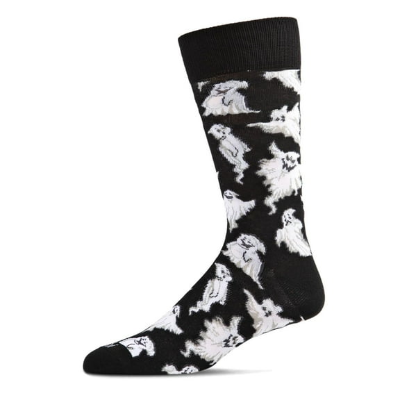MeMoi Men's Halloween Cool Ghoul Ghost Novelty Crew Sock - Mens - Male, 10-13, Black