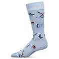 thumbnail image 1 of MeMoi Men's "Hockey Lovers" Rayon from Bamboo Blend Novelty Crew Sock - Mens - Male, 10-13, Light Blue, 1 of 7