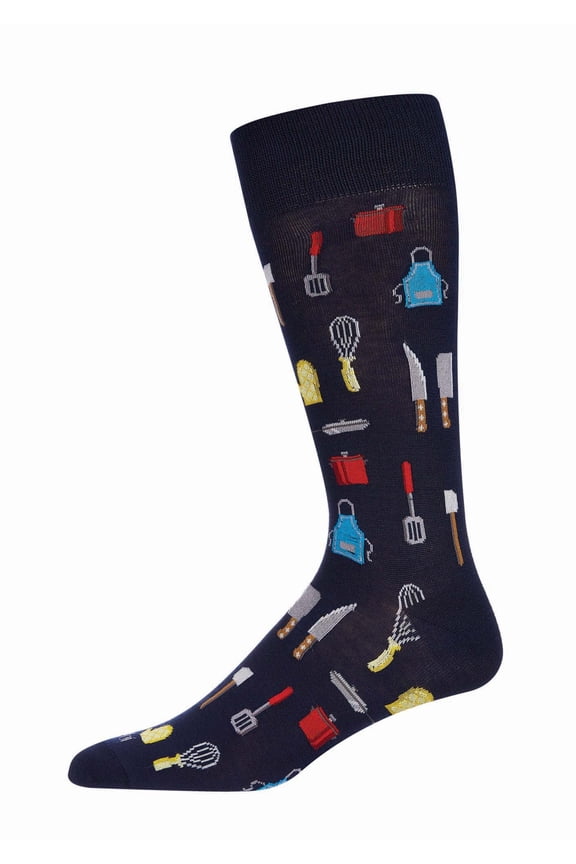 Men's Kitchen Crew Bamboo Blend Novelty Crew Sock - Mens - Male, 10-13, Navy