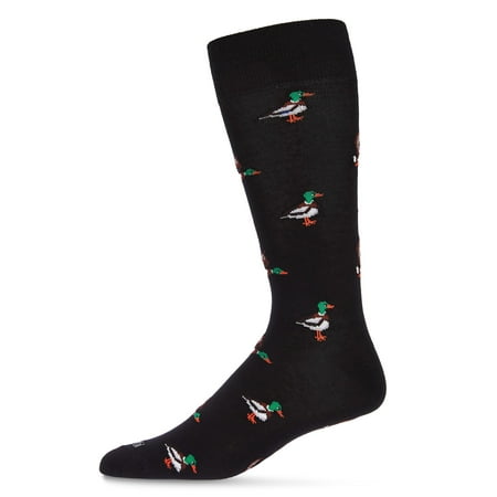 MeMoi Men's "Mallard Most Fowl" Rayon from Bamboo Blend Novelty Crew Sock - Mens - Male, 10-13, Rosin