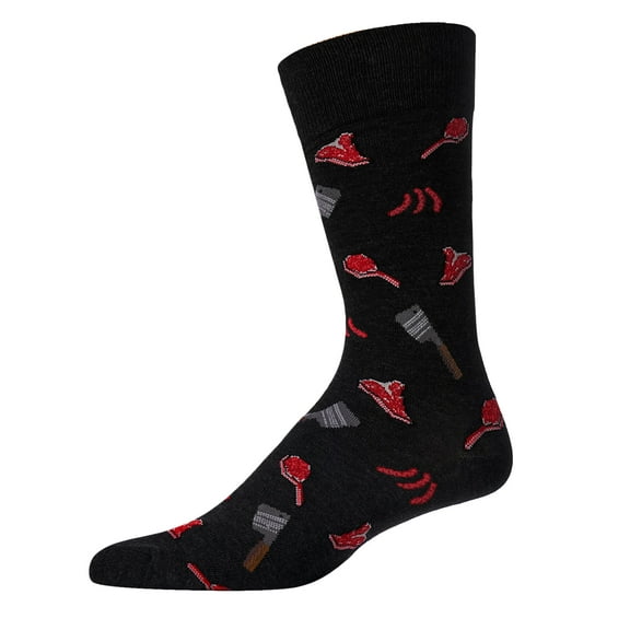 MeMoi Men's Meat Loving Bamboo Blend Novelty Crew Sock - Mens - Male, 10-13, Black