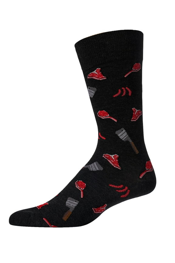 Men's Meat Loving Bamboo Blend Novelty Crew Sock - Mens - Male, 10-13, Black