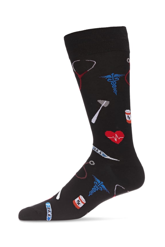 Men's Medical Doctor Bamboo Blend Novelty Crew Sock - Mens - Male, 10-13, Black