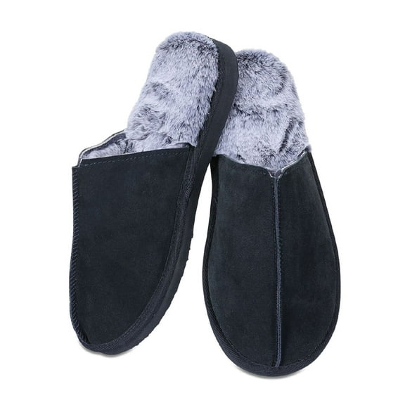 MeMoi Men's Memory Foam True Suede Plush Slippers - Mens - Male (S, Navy)
