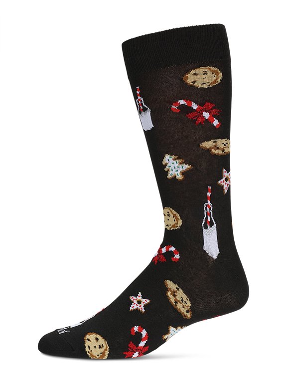 Men's Milk & Cookies Holiday Crew Socks - Mens - Male, 10-13, Black