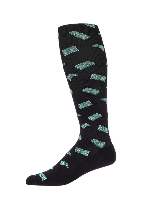 Wellfit Men's Money Bamboo Blend 8-15mmHg Graduated Compression Socks, 10-13, Black