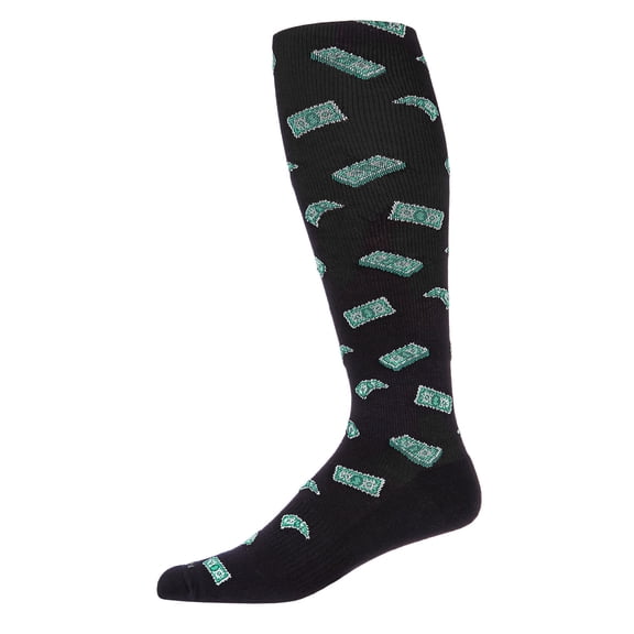 Wellfit Men's Money Bamboo Blend 8-15mmHg Graduated Compression Socks, 10-13, Black