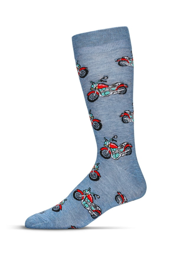 Men's Motorcycles Bamboo Crew Socks - Mens - Male, 10-13, Denim Heather