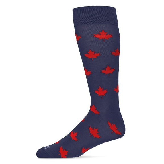 MeMoi Men's Oh Canada Maple Leaf Bamboo Blend Crew Sock - Mens - Male, 10-13, Navy
