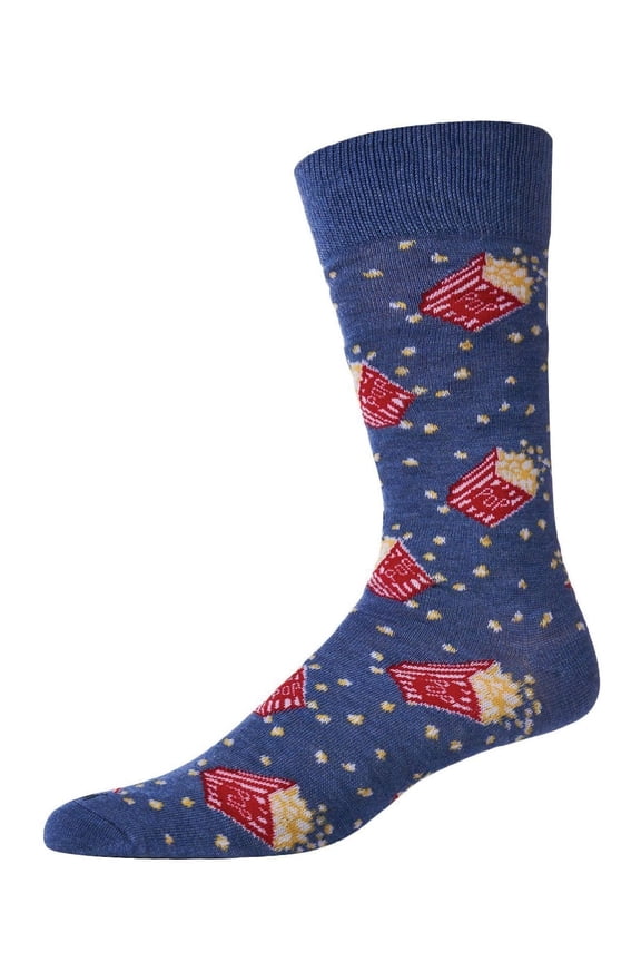 Men's Pass The Popcorn Bamboo Blend Novelty Crew Sock - Mens - Male, 10-13, Denim