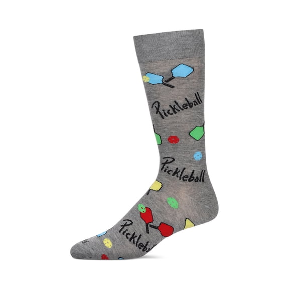 MeMoi Men's Pickleball Paddle Bamboo Crew Socks - Mens - Male, 10-13, Med Gray Heather