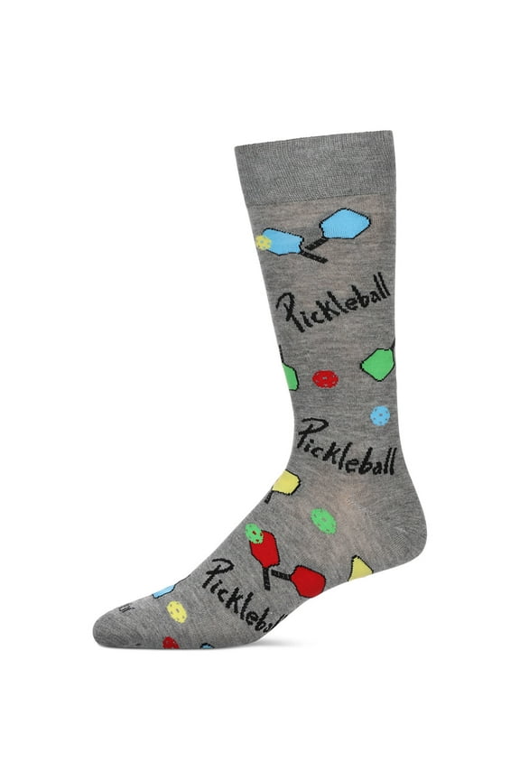 Men's Pickleball Paddle Bamboo Crew Socks - Mens - Male, 10-13, Med Gray Heather