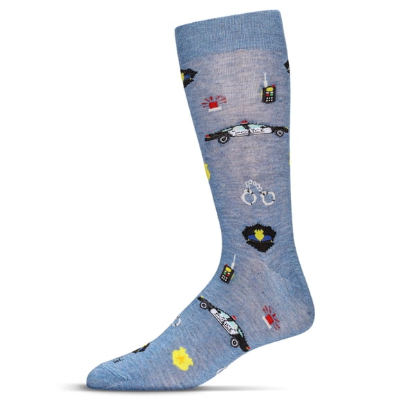 MeMoi Men's Police Bamboo Crew Socks - Mens - Male, 10-13, Denim Heather