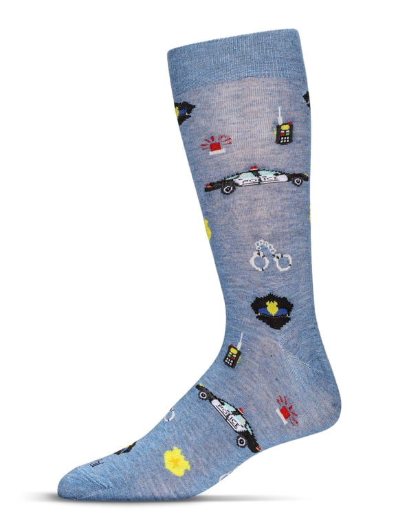 Men's Police Bamboo Crew Socks - Mens - Male, 10-13, Denim Heather