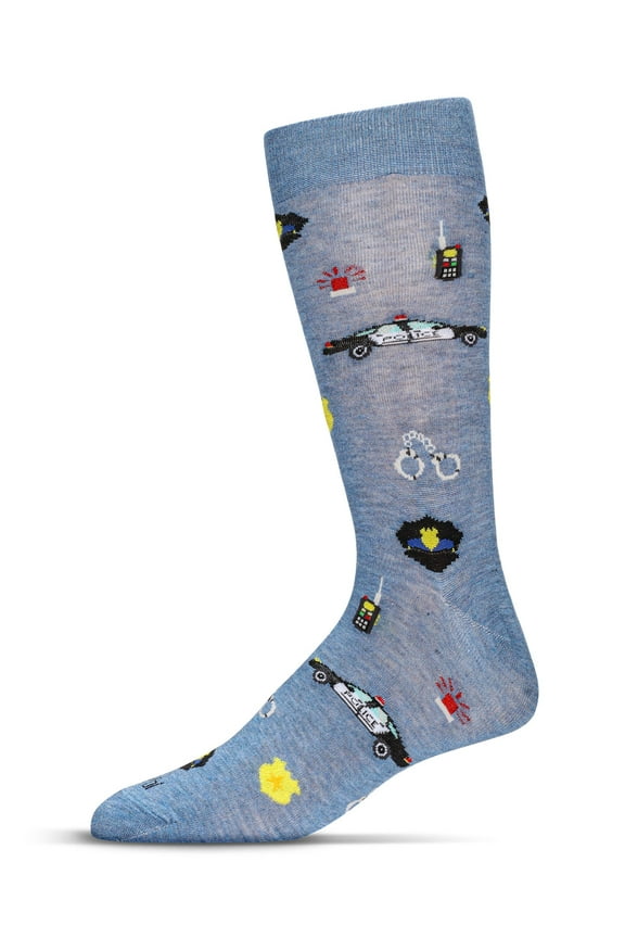 Men's Police Bamboo Crew Socks - Mens - Male, 10-13, Denim Heather