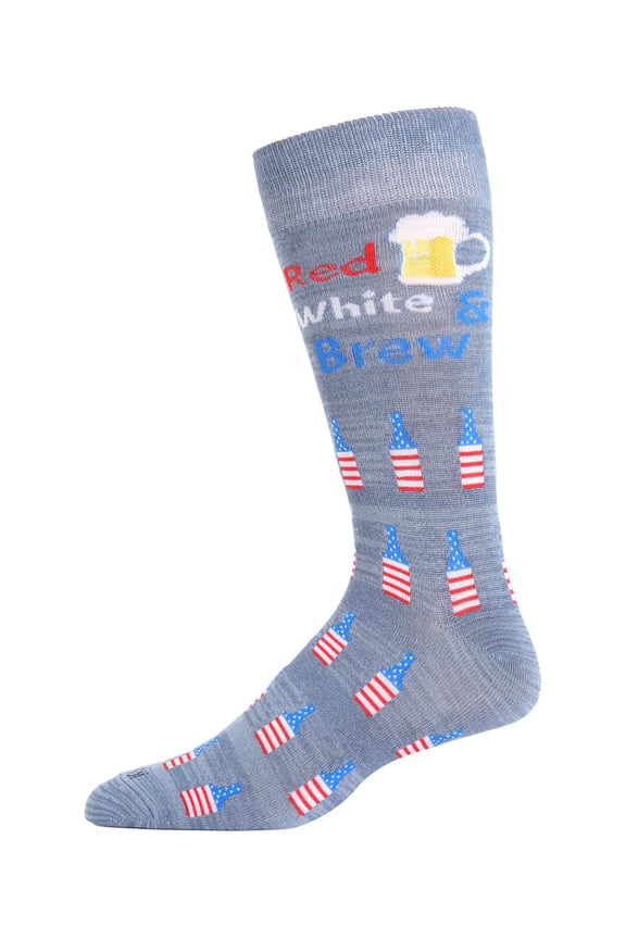 Men's Red White and Brew Bamboo Blend Novelty Crew Sock - Mens - Male, 10-13, Black