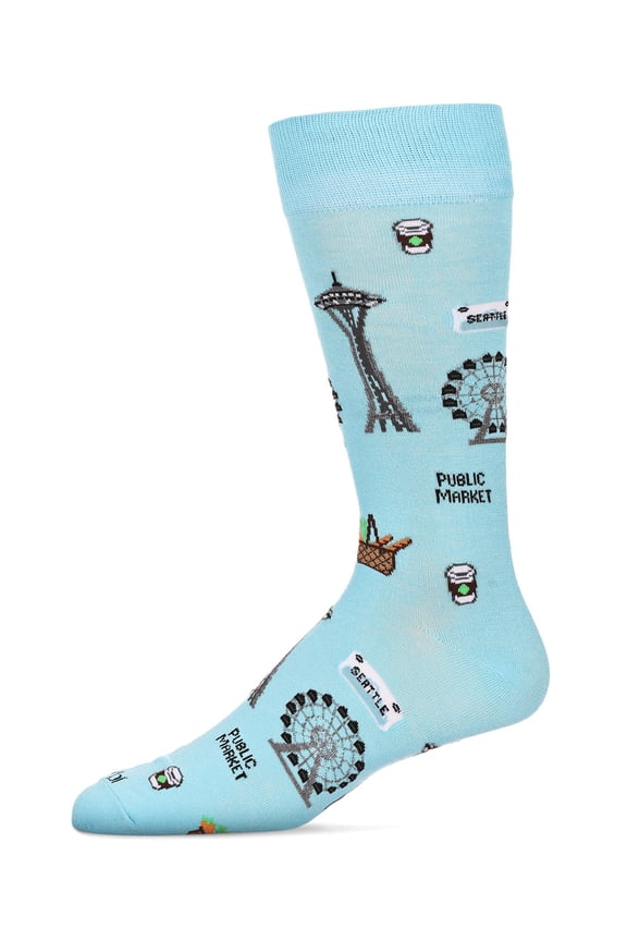 Men's Seattle Bamboo Crew Socks - Mens - Male, 10-13, Blue Topaz