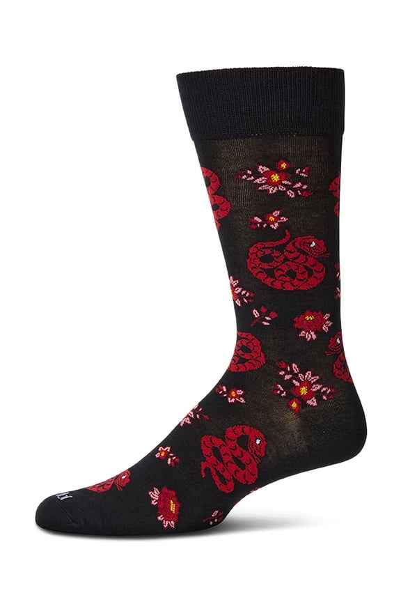 Men's Snake-Themed Rayon Blend Novelty Crew Sock - Mens - Male, 10-13, Black