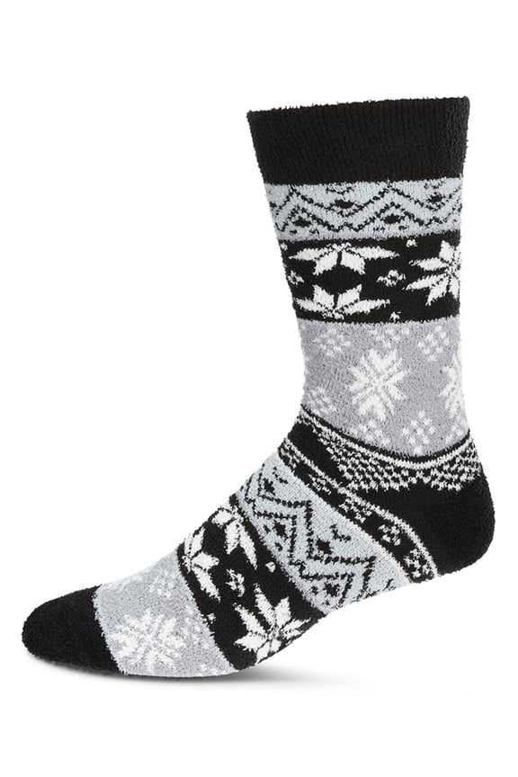 Men's Snowflake Fairisle Super Soft Cozy Crew Socks - Mens - Male, 10-13, Black