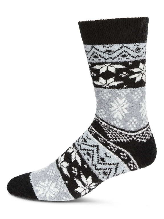 Men's Snowflake Fairisle Super Soft Cozy Crew Socks - Mens - Male, 10-13, Black