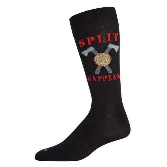 MeMoi Men's Split Happens Bamboo Blend Novelty Crew Sock - Mens - Male, 10-13, Medium Gray Heather