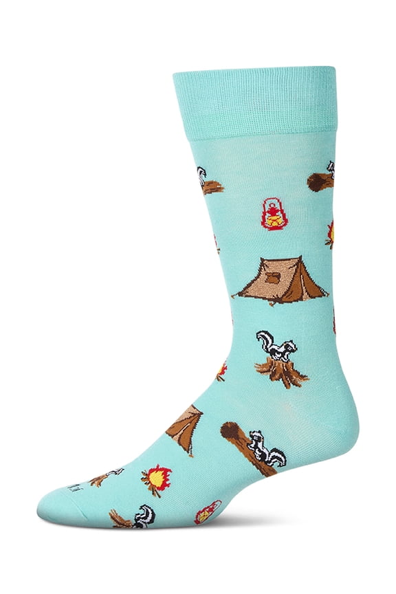 Men's "Stinky Campsite" Rayon Blend Novelty Crew Sock - Mens - Male, 10-13, Capri Breeze