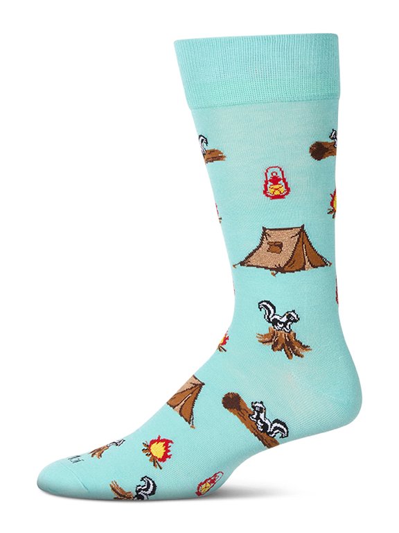 Men's "Stinky Campsite" Rayon Blend Novelty Crew Sock - Mens - Male, 10-13, Capri Breeze